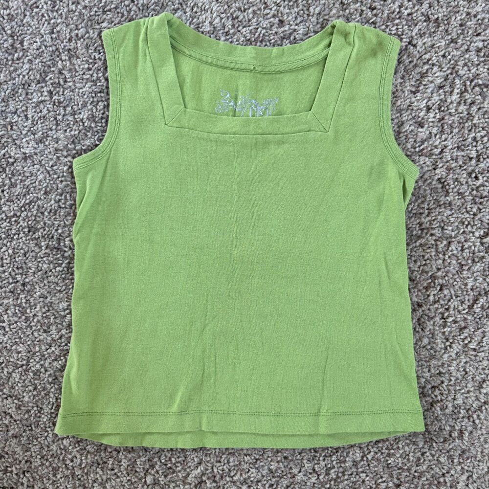 2 a Tee women petite small top tank shirt sleeveless green